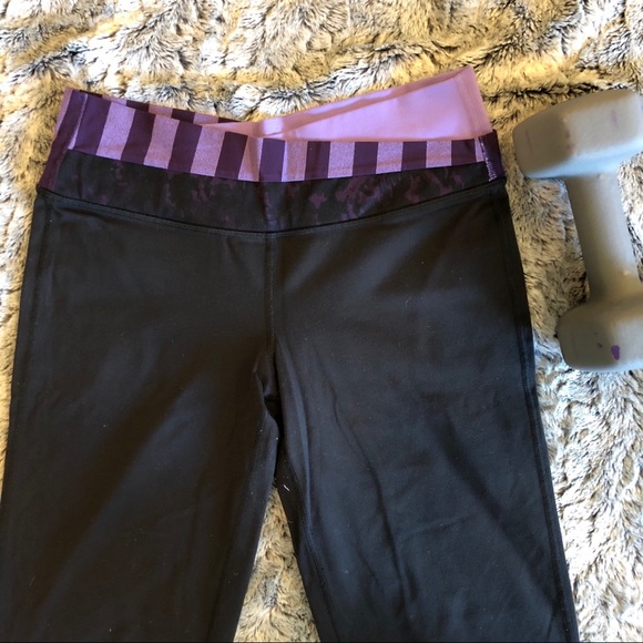 Lululemon black with purple bank bootcut leggings - Picture 2 of 4